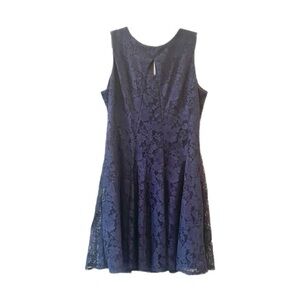 Danny and Nicole Navy Dress Fit & Flare Floral Lace Sleeveless, Women’s Size 16